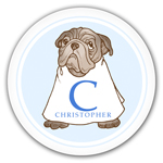 Name Doodles - Personalized Melamine Plates (Whimsical Pug Blue) (WAO-P5B)